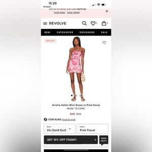 REVOLVE MORE TO COME Ariella Halter Mini Dress in Pink Floral